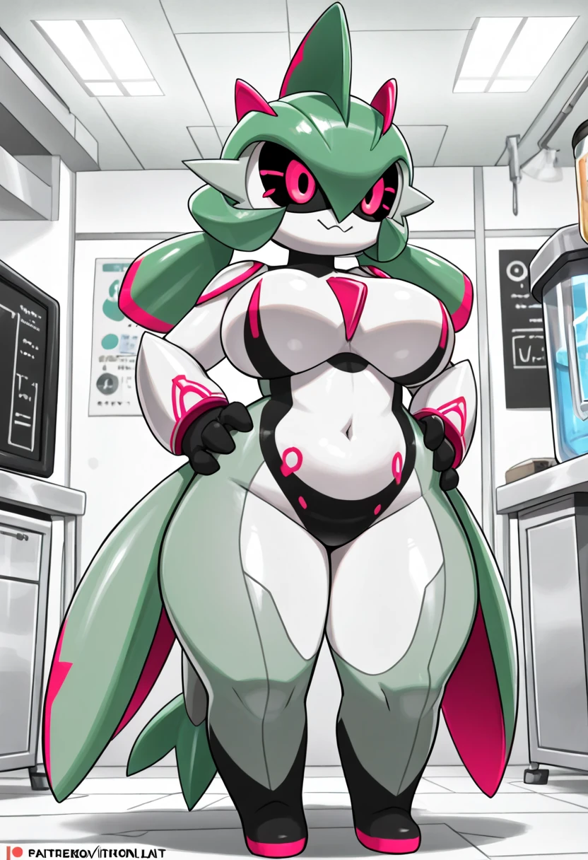 explicit content, female, solo, Shaymin:1.1, in her bedroom, (bikini), big breasts, thick thighs, green eyes, wide hips, big ass, big breasts, living inflatable, standing, blushing, holding a bike pump