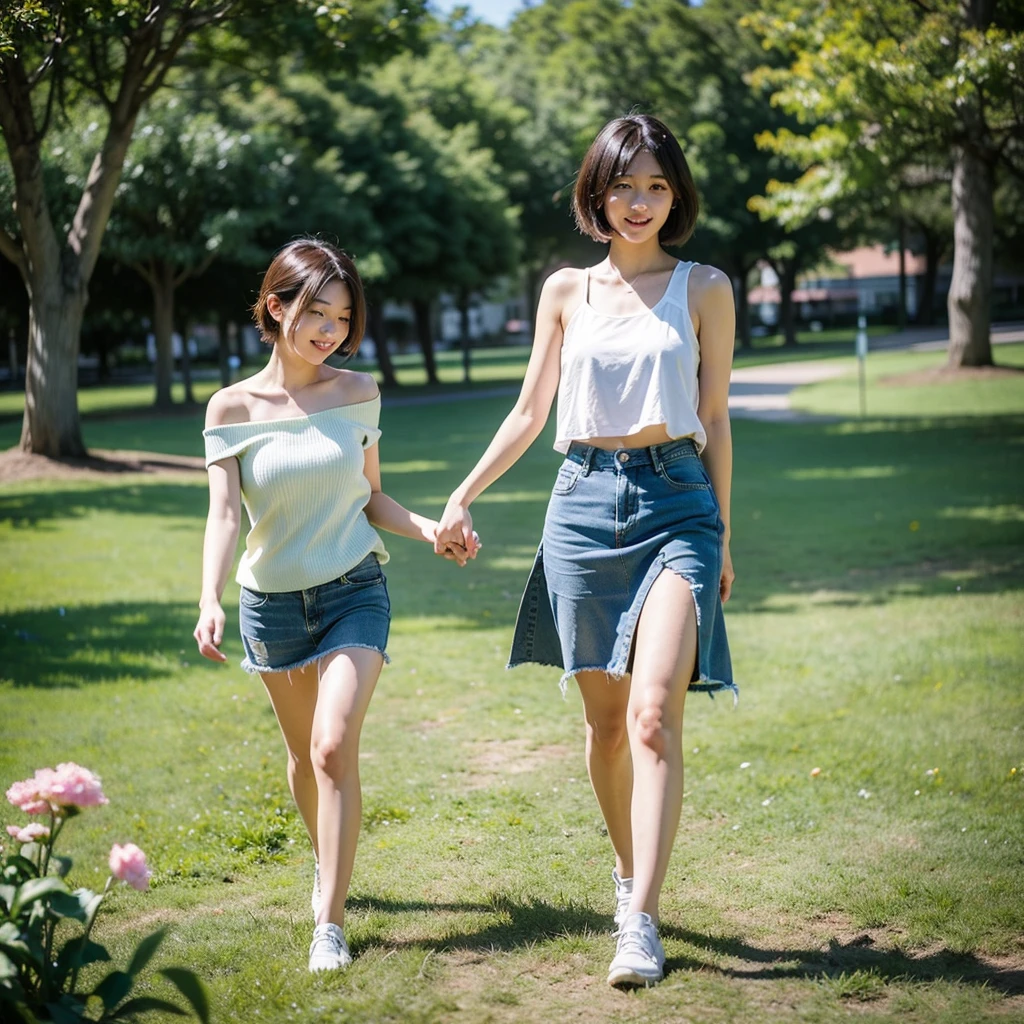 (超高分辨率,RAW photogr,realisticlying,tmasterpiece,best qualtiy:1.4),Complicated details,2 20 year old Korean girl,Wear a loose black T-shirt and skinny jeans,Stand on the grass and take pictures,hugs,Intimate relationships,Detailed meadow,A sweet smile on a small face,Ultra-realistic facial details,The face and skin are pink and white, and luminous,Playful and coquettish pose,The calves are straight and slender:1.2,Wear high-end brand sneakers:1.0,eventide:0.3,Broad lighting,naturalshadow:1.0,超高分辨率,taking a full body photo:1.8 --auto