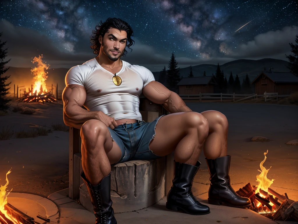 ((masterpiece)),((best quality)),8k, high detailed, ultra-detailed, Stylish Pose, real skin texture, dark lighting, 25 year-old Italian male model, hot male, (barechested:1.6), shirtless, handsome italian, cute looking, divine look, powerful light green eyes, Bacchus god, god of wine, wine god, godly, white pale skin, roman god physic, (curly hair:1.5), short curly light brown hair, dry light brown hair, (short curly hair:1.7), blond messy hair, strong jawline, masculine, muscular, defined fit body, hairless chest, shirtless, pantless, sinister aesthetic, arm ring, sitting legs open, manly spread legs,, ,(moon)(night:1.7)(dark night:1.5), torches iluminating, (vineyard:1.8), grapes, rivers of wine, barelegged, barechest, barefoot, white antique linen spartan loincloth, white linen antique draped cloth skirt, white fabric, golden chain in roman skirt ,,,, dim light, dramatic lighting, (stars in the nightsky:1.5), (dark background:1.9) Depth of field, award-winning photography, elegant, hyperrealistic, octane render, unreal, high definition, 8k resolution, highly detailed, 8k uhd, professional lighting, photon mapping, radiosity, physically-based rendering