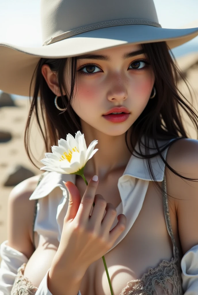 nsfw， 8K Raw photograph， best qualtiy， tmasterpiece， 超高分辨率， filmgrain， cinematic ligh， 1girl， looking at viewert， Natural skin texture， Realistic Eyes and Face Details， full pouty lips， lipsticks， （putting makeup on）， Red Eyeshadow， Short fluffy hair， messy  hair， ssmile， Keep one's mouth shut，