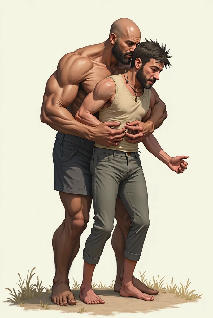 athletic gay master and his slave worshiping his big sweaty feet, Animated
