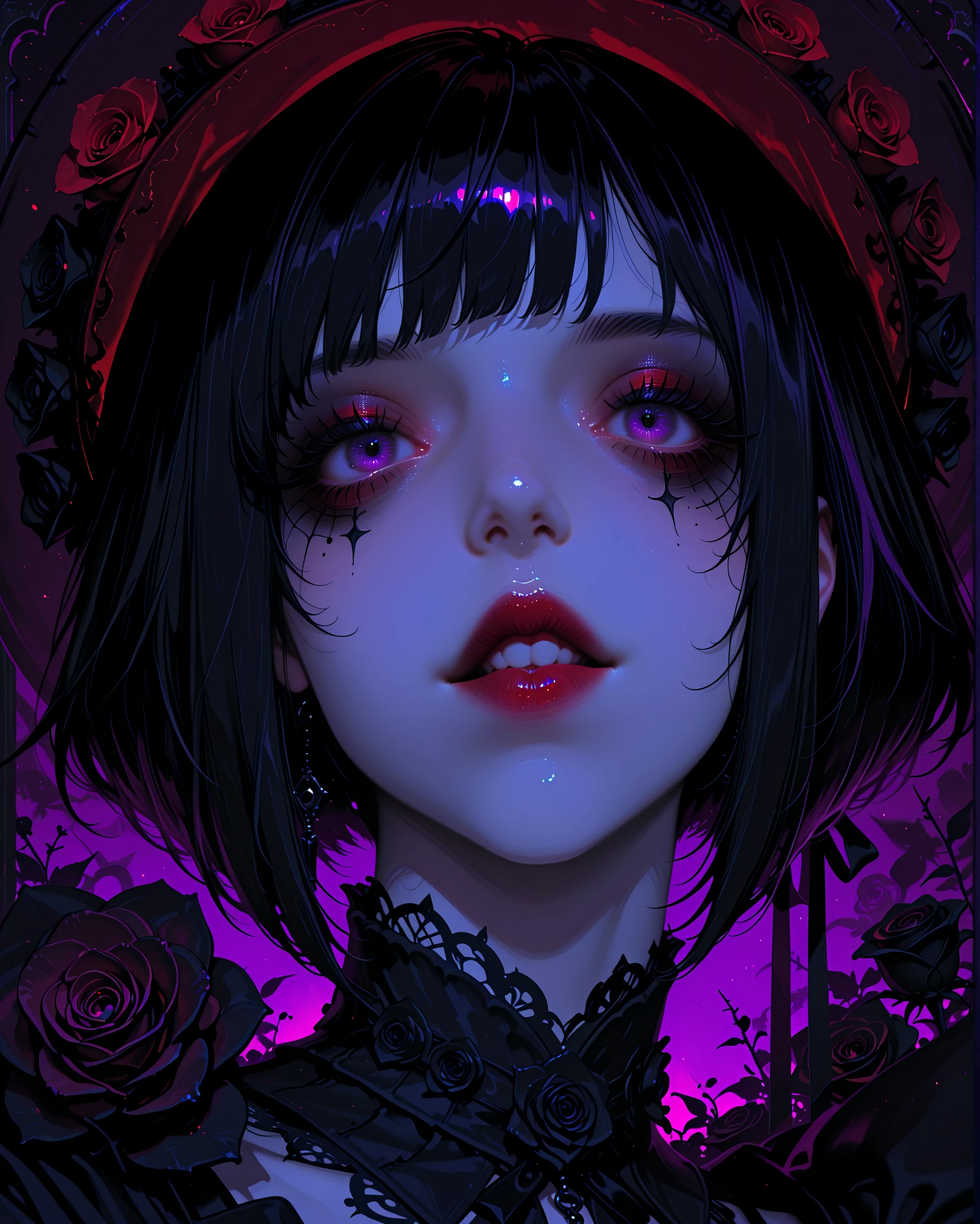 Superior quality, best quality, masterpiece, 8k, dark, dark, fear, horror, dark, psychedelic, full body, ventriloquist's doll ripping out her own heart, dirty with blood, in a dark world with luminous, blooming, neon and colorful rays coming out of the sky surrounded by monsters. --auto --s2