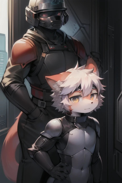 (A white wolf),Roaring angrily,blush,Future Warrior,Black and green battle suit,Green eyes,(Single),Collar,muscle,Shota,(Constraints),Handcuffs,Red rope tied limbs,Room,captivity。