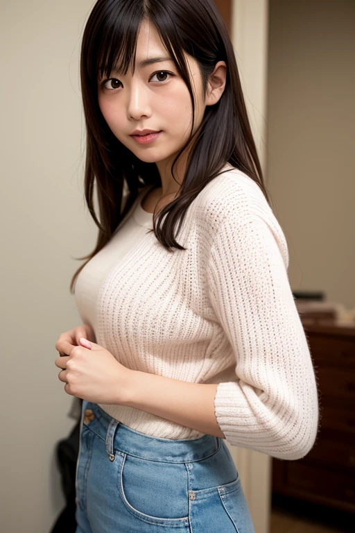 alone、low length、Low-class milf、Plump figure、White skin、Natural Makeup、Black Hair、bangs、Straight Long Hair、Flip up the skirt、(expensive 、Long sleeve sweater、Checkered Pleated Skirt)、((Backwards))、Big Breasts、(Small panties、White lace panties)、((The upper body is wearing a sweater))、Old apartment room、Messy room、Looking into the camera、Full body photo、Pay attention to the butt、Remember、Big Ass、Plump thighs、Big Ass