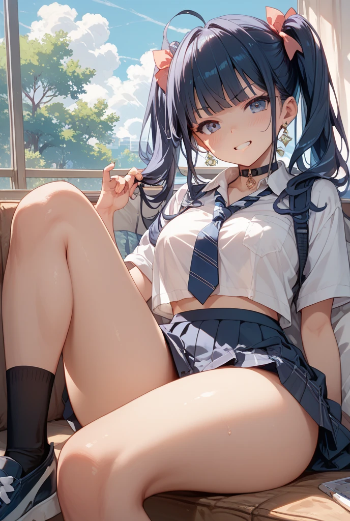 masterpiece, best quality, highres, cute woman, DiaperSkirtLift, curly hair, (disposable:1.3), (mid shot:1), black skirt, (embarrassed:1.3), sweat, perfect hands, perfect fingers, (pretty:1.3), sitting on office chair, bare legs, looking at viewer, <lora:FacotDiaperUpskirtV4:0.3>, tena, <lora:FactorTenaV2:0.9>
