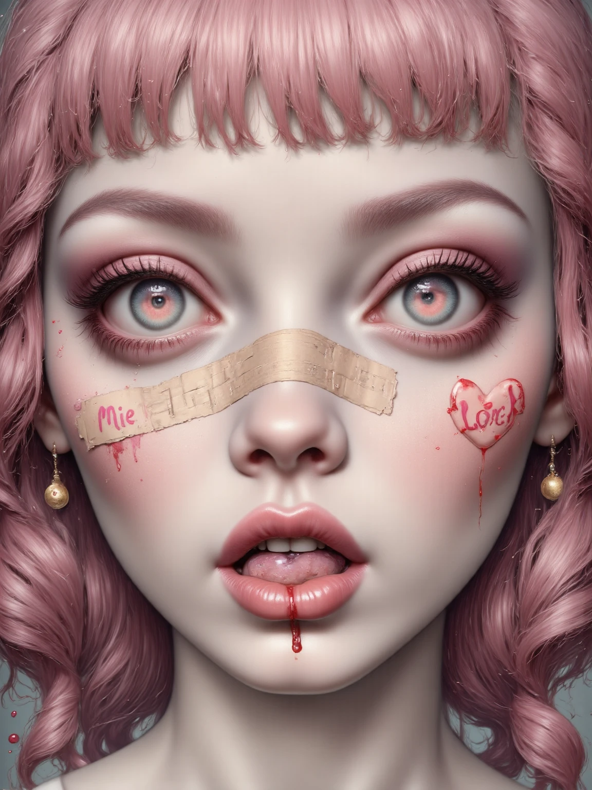 (masterpiece, intricate details),1girl, mature female, pale skin, (large breasts), pretentious face, (1girl:1.7), BREAK straight hair, (long hair:1.3), (black hair:1.3), (blunt bangs:1.4), (brown eyes:1.4), (ageyo:1.3), (douyin:1.4), (pretty face:1.5), perfect anatomy, pretty eyes, lips, smile, (narrow waist:1.3), brat, (big lips:1.5), (juicy lips), (nose blush), BREAK (outdoors:1.5), bank, (chunky socks:1.3), (pink babydoll dress:1.4), (Mary janes shoes), (necklace:1.2), BREAK looking at viewer, cowboy shot, (smile:1.3), (expressive style:1.5), detailed background, close up, sparkles, hearts, fluorescents, (NSFW:1.3), hentai, lewd, provocative pose, detailed background, (LIP:1.5),