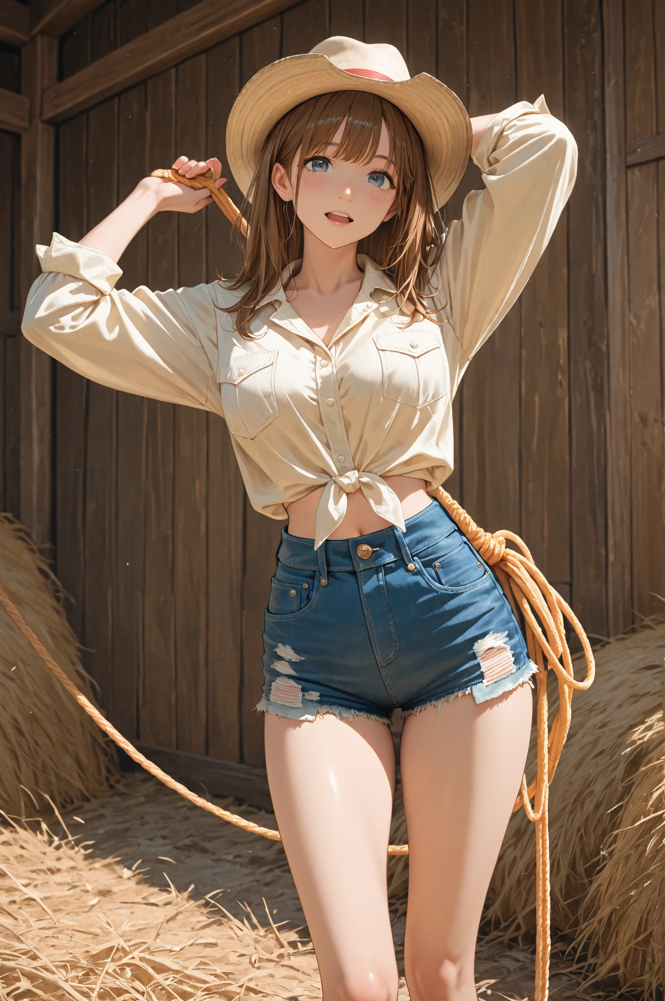 DEN_miyu_kiyoharaMK2,
(country beauty posing against a wooden fence with a plaid shirt and jeans and a cowboy hat, cow girl, country girl, cow girl:1.2),
bokeh, f1.4, 40mm, photorealistic, raw, 8k, textured skin, skin pores, intricate details <lora:epi_noiseoffset2:1>, epiCRealism <lora:ClothingAdjuster3:-1>