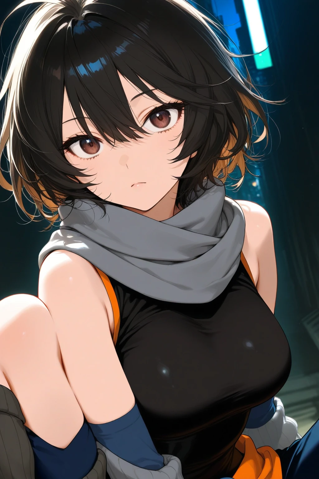 looking at viewer, ponytail