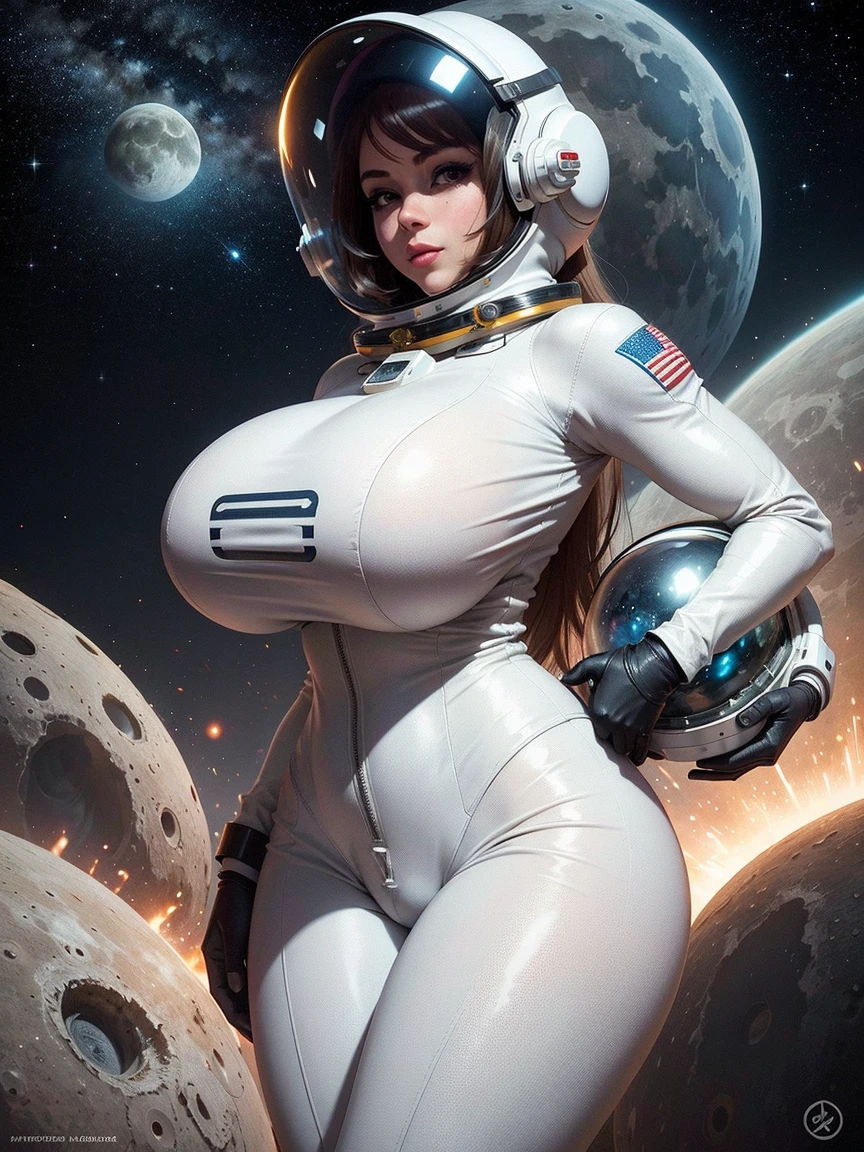 (beautifull astronaut lady with very ((gigantic breast:1,9)), wear astronaut suit, floating inside space ship) , (strapless bra), (show cleaveage), (show underboobs) , (show sideboobs), (show thigh), (detailed space ship), space background, beautifull face, pretty face, beautifull eyes, beautifull nose, sexy lips, pink nails, raytracing, nsfw, beautifull fingers, beautifull hands, sexy belly, sexy body, sexy shoulders, sexy legs, sexy hips , blue eye, white skin, full body picture, pretty makeup, (masterpiece, best quality:1.2),(8k,highres,RAW photo,realistic,photo-realistic:1.3),(detailed skin texture,detailed cloth texture,beautiful detailed face:1.25),professional lighting,photon mapping,beautiful soft light,radiosity,physically-based rendering,model shoot style, model shoot style, (extremely detailed CG unity 8k wallpaper), full shot body photo of the most beautiful artwork in the world, complex 3d render ultra detailed, looking at viewer, 18 yo, wet hair, real human skin, vibrant details, hyperrealistic, beautiful, octane render, 8k, best quality, masterpiece, an extremely delicate and beautiful, extremely detailed ,CG ,unity ,wallpaper, (realistic, photo-realistic:1.37),Amazing, finely detail, masterpiece,best quality,official art, extremely detailed CG unity 8k wallpaper ,extreme detailed eyes, (perfect face), shiny skin, colorful, highest detailed, vibrant colors, ultra high res, (high contrast), intricate, lens flare,