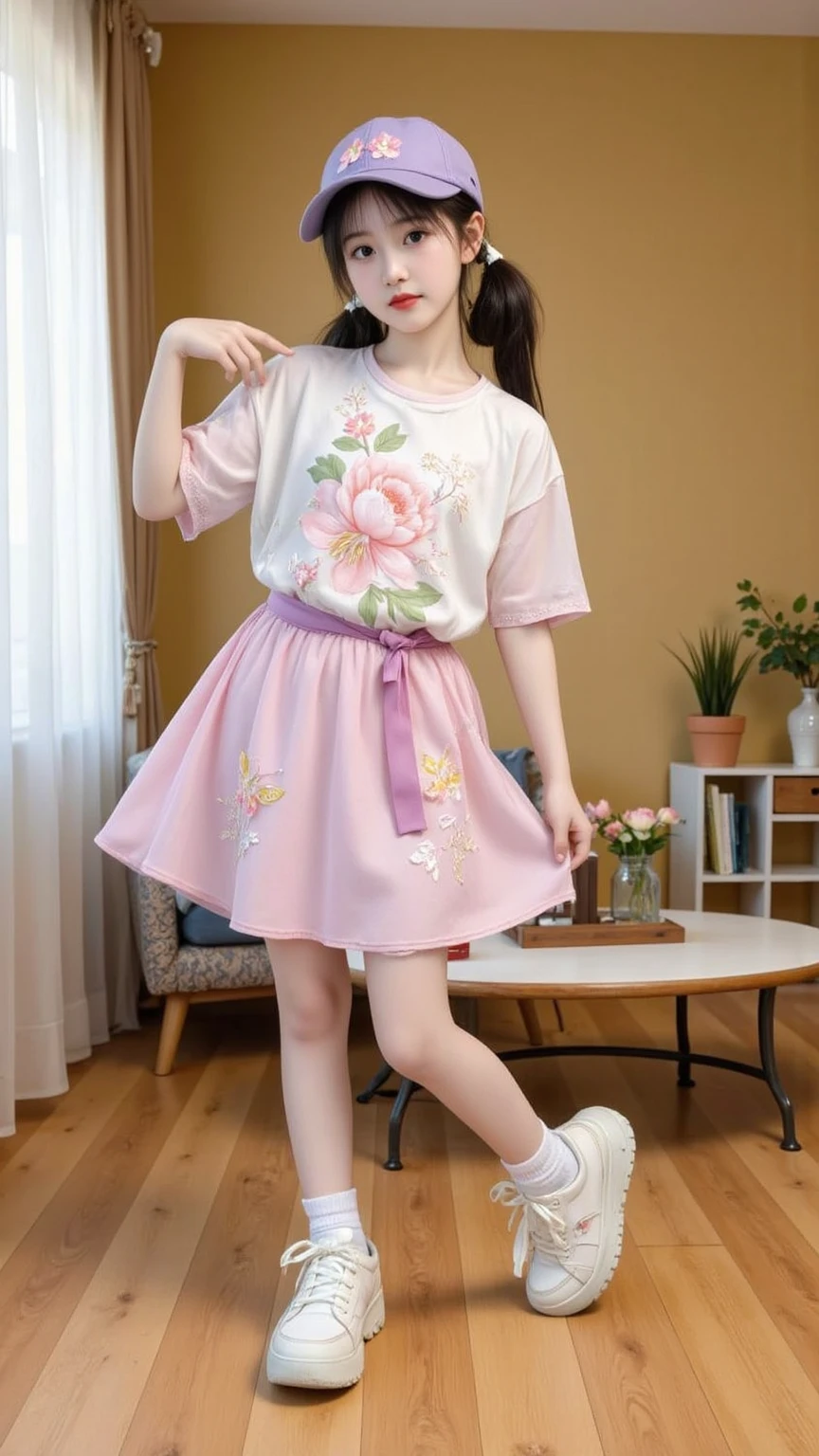 <lora:cuteshorts4:1.0>, (cuteshorts:1.0), woman wearing, below waist, cherry blossoms, fan, hair ribbon, hat, long hair, ribbon