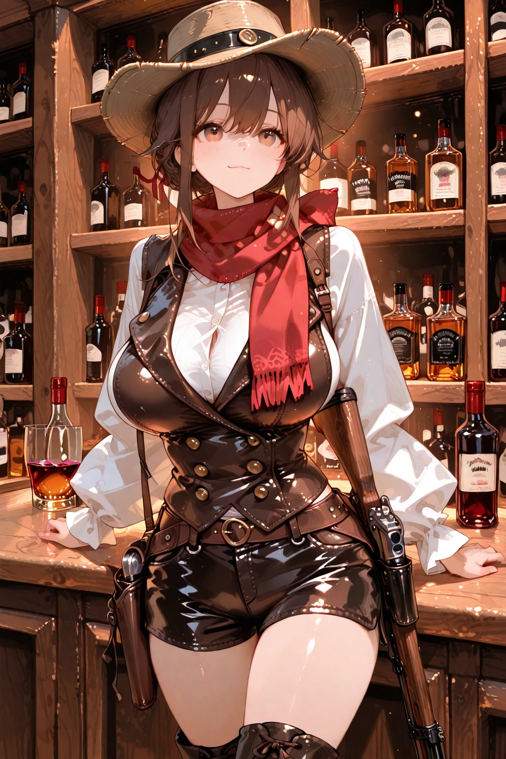 "((short steampunk corse)),((Mexicana peliroja, white skin)),((Twintail)),(1solo),(1 girl view),full_body, 1 girl view,female, young, 17 years old, 70% nude, (long hair), ((red-light brown hair)), snowflakesdetailed cute anime face, ((pointy_ears, seductive pose, flirty with one eye closed)), (((medium_breasts, firm breasts))), (green-brown ligth eyes), random angle)":(all realistic intricate details)