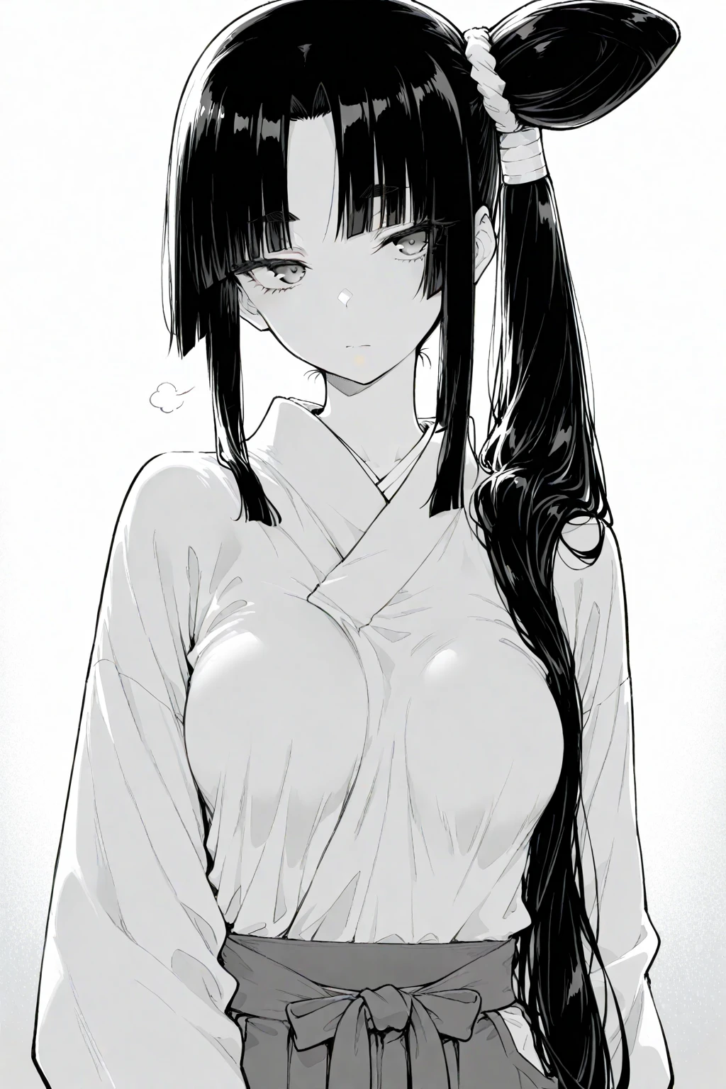 sketch by NTY, a woman, white background, yumi \(senran kagura\)_kimono, yumi \(senran kagura\), (black and white:1.4), gray hair, white bow, white kimono
<lora:yumi:0.7>
<lora:SketchStyle:0.9>
<lora:LowRA:0.7>