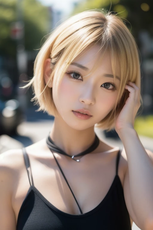 ((highest quality, 8K, masterpiece: 1.3)), Beautiful woman with perfect body in sharp focus, slim abdomen, ((layered haircut: 1.2)), (naked coat lower body), (Street style: 1.2), Highly detailed face and skin texture, fine eyes, double eyelid, sexy, exposed chest, There is a cleavage in the chest,Outdoor exposure in a park with few people　night,Crying in my left eye,exposed chest,nsfw,dog collar around neck,bright blonde,cute japanese girl,Soft smile,exposed chest,exposed nipples,navel piercing,exposed lower body,Exposed Genitals,knee socks,Lower body with beautiful abs
