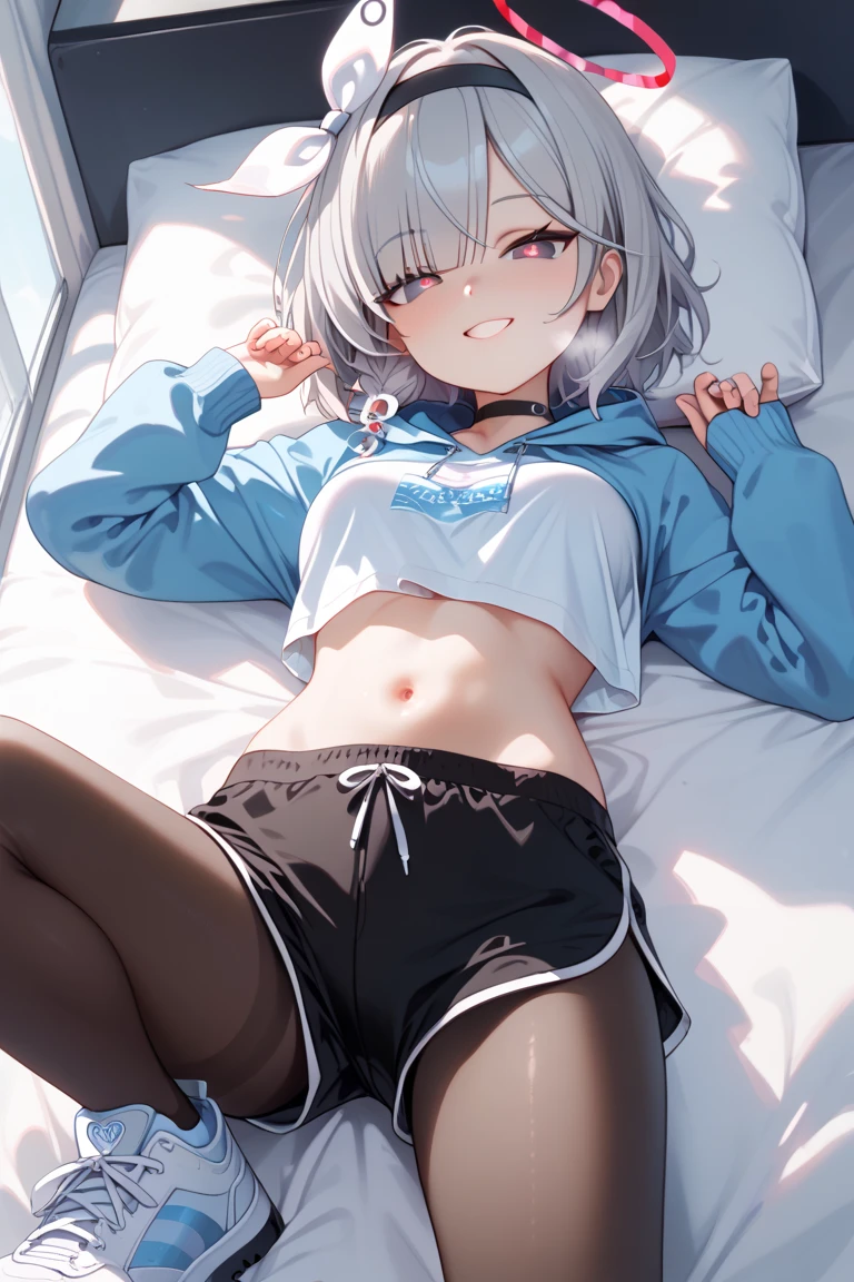 master piece、Highest image quality、highest quality、wallpaper、32K、,Little Face Girl、((Frustrated expression:1.3))、(tears)、(((cute underwear)))、Lying on your back in bed、forced to spread legs、ample breasts、slender body shape、restrained