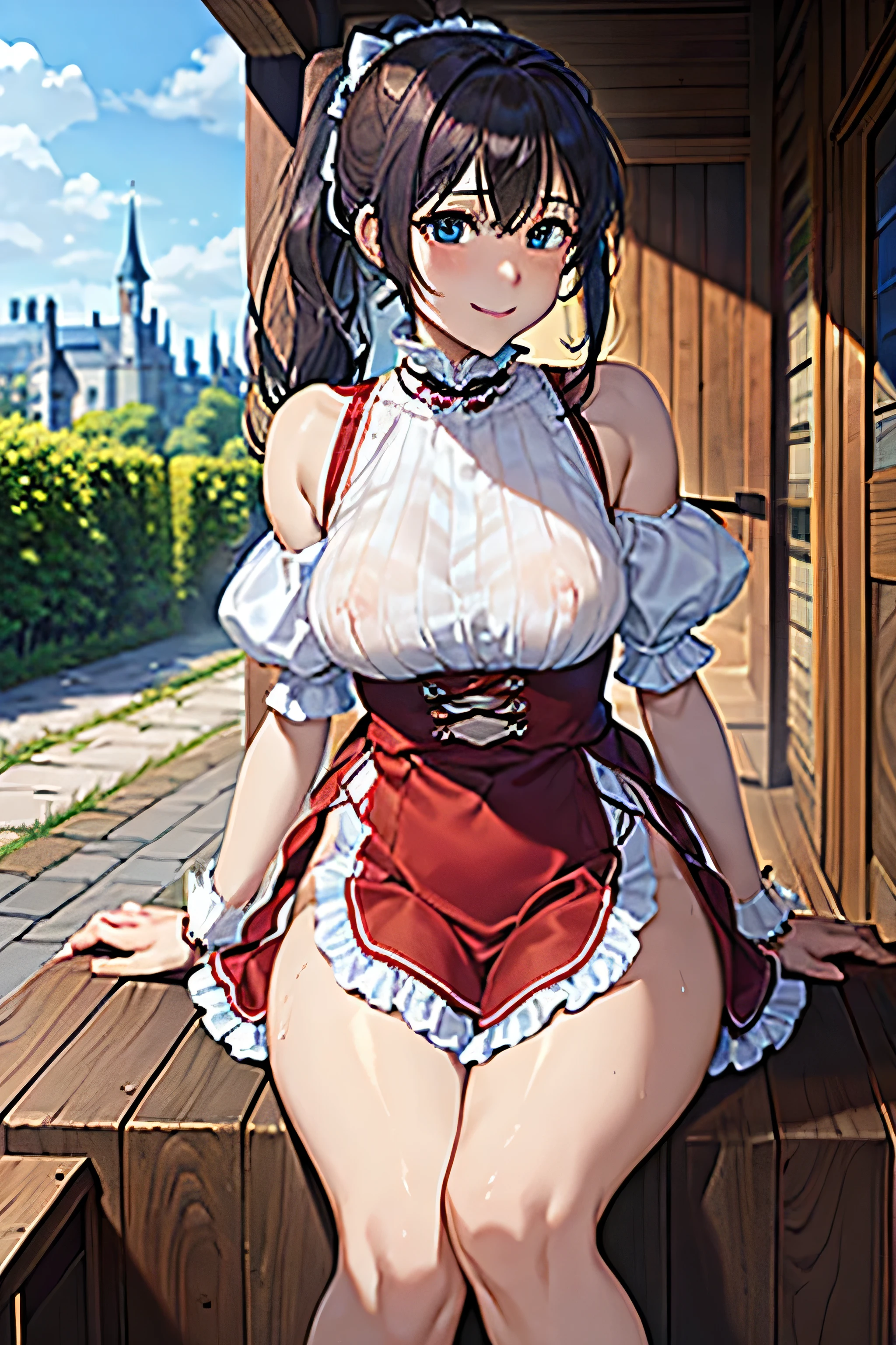 ((1 europian girl)), (in the center:1.4), cute girl, 22 years old, (bronde long hair), beautiful detailed brown eyes, medium breasts, sitting on a rock, (happy),masterpiece, best quality,perfect face,lying on the ground,uncensored, spread legs, pussy juice, realspreadpussy,from front,short hair,huge breast,cute pink nipples,looking at viewer