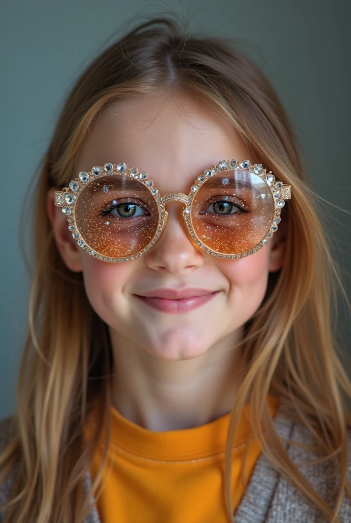 there's a girl with a butterfly on her head, wearing blue sunglasses, vestindo uma baga azul, cor azul, children playing with pogs, blue sunglasses, olhos azuis turquesa penetrantes, hand on cheek, foto comercial do brinquedo, lindo bonito, joias azuis, Photo Session, menina com cabelo azul, modelagem, next gen, Um retrato de uma menina de olhos azuis