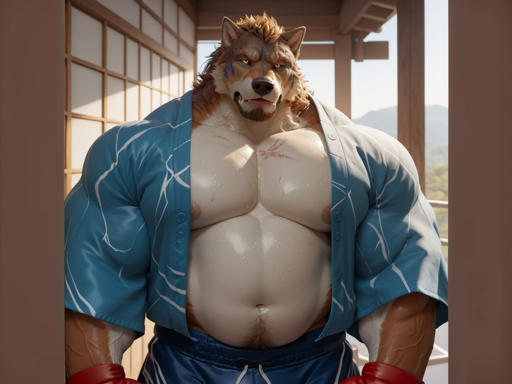 muscular old man soak in the onsen, furry, an anthro (brown deer), an anthto, bearded, happy expression, detailed face, face, detailed eyes, eyes, really big muscle, bigger muscle, very big muscular, over sized muscle, biggest muscle, big pec muscular, biggest pec muscle, detailed muscle, realistic rendering, CG realistic, 3d realistic, photography, background