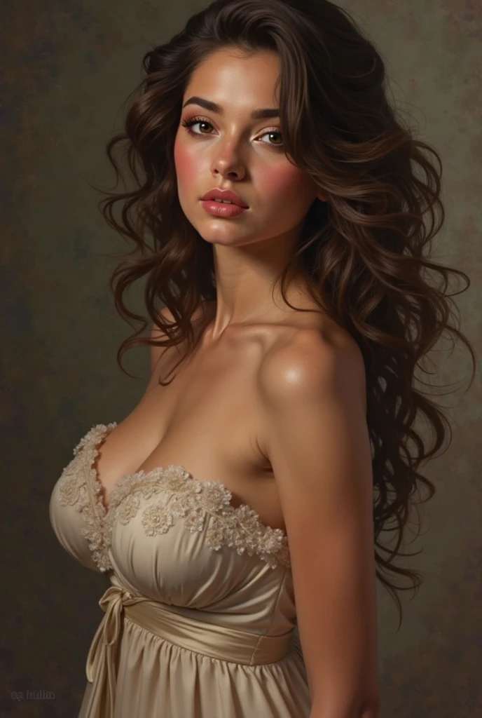 Portrait of Jennifer Lopez, beautiful, oil on canvas, Romanticism --self --auto