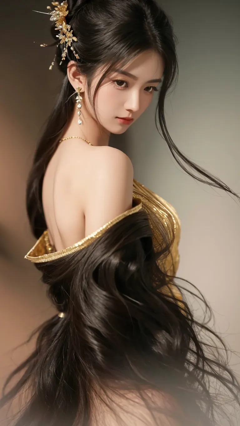 masterpiece, best quality, ultra realistic, hyper-detailed, 8k resolution, RAW photo, (1girl), gorgeous face, Japanese and Russian mix, perfect body, mature female, 30yo, dancer dress, sexy dancer, view from back, stand, long hair, blone hair, apple butt, dancing pose