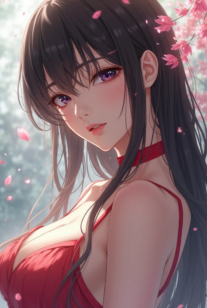 red eyes, (highest quality, masterpiece painting:1.3), immature woman, 16 years old, (half body shot), masterpiece, ultra high resolution, (Photoreal:1.0), purple short hair,straight hair, beautiful shining hair, white and shining skin, ((Ultra realistic details)), octane rendering, highly detailed face, (big breasts:0.8), (make a heart with hands), ((complete naked:1.2)),((botomless:1.2)), Hair flutters under the influence of the wind, Japanese garden with beautiful cherry blossoms at night, Mysterious night sky, Beautiful Landscapes, sharp focus, intricate details, professional artwork, (bright colors:1.1), bright colors, diffused lighting, digital blending, ultra-definition body, ultra detail hair, super detailed face, that'It's trending on pixiv, top button open, Cute gaze, compensate, perfect lips, perfect compensate, Ultra-precision coating, (light_smile:0.8), (Very embarrassed:1.2), blush your nose,