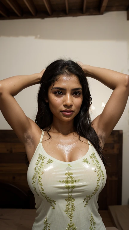 ultrarealistic hires long shot photo of a nude 30-year-old sai pallavi woman,nipple show pussy show, showering in bathroom,wet sai pallavi, realistic skin texture, looking looking at camera,