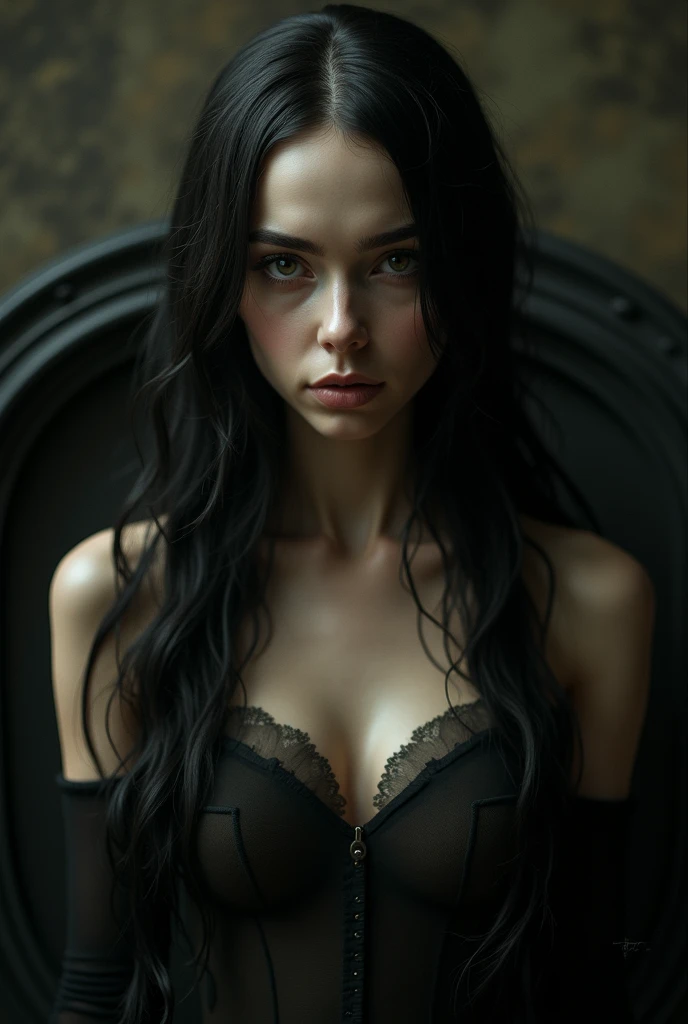 Girl with black bra and black tights