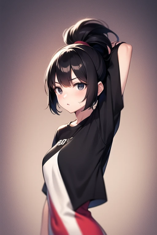 South korean movie actress :Football player , football team name : manchester united, 1girl, beautiful face, muscular slender body, hair color : gray white, hair style : very short hair Tapered With Fade And Textured Curls, 21 year old, anime style background , full body focus, well detailed, high resolution 8k, age:23, jersey t-shirt color : white & black , background : anime style news postor, full body focus, skin colour : brown,