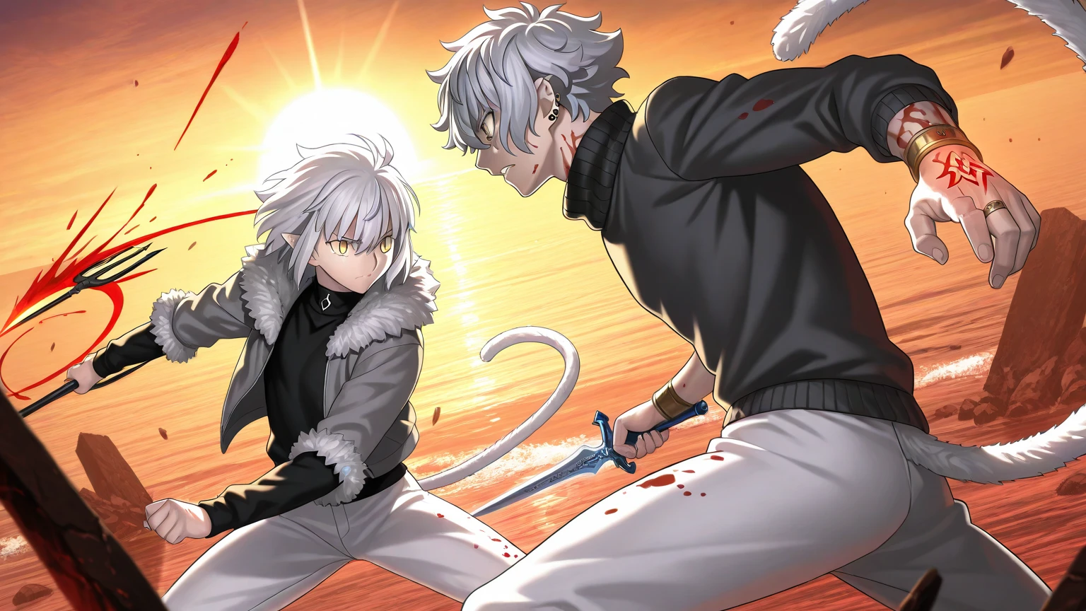 8k,high resolution,Hünkel,bandage,Silver Hair,Hulk-like body,(((18-year-old boy,Huge ))),((Being pinned down by black tentacles)),Open your arms wide and clench your fists,Open your mouth wide,Wide, unfocused eyes,Many protruding veins,((Black tentacles attack ,The black liquid hits my solar plexus with force.:1.5)),Full body images,Painful expression,Grey undershirt,Huge  ,A lot of sweat, tears, drool and ,In the middle of the Colosseum,Gives off an evil aura,Stand up and hold your  out,Toned Muscles,,The demon takes over your body,Laser on 