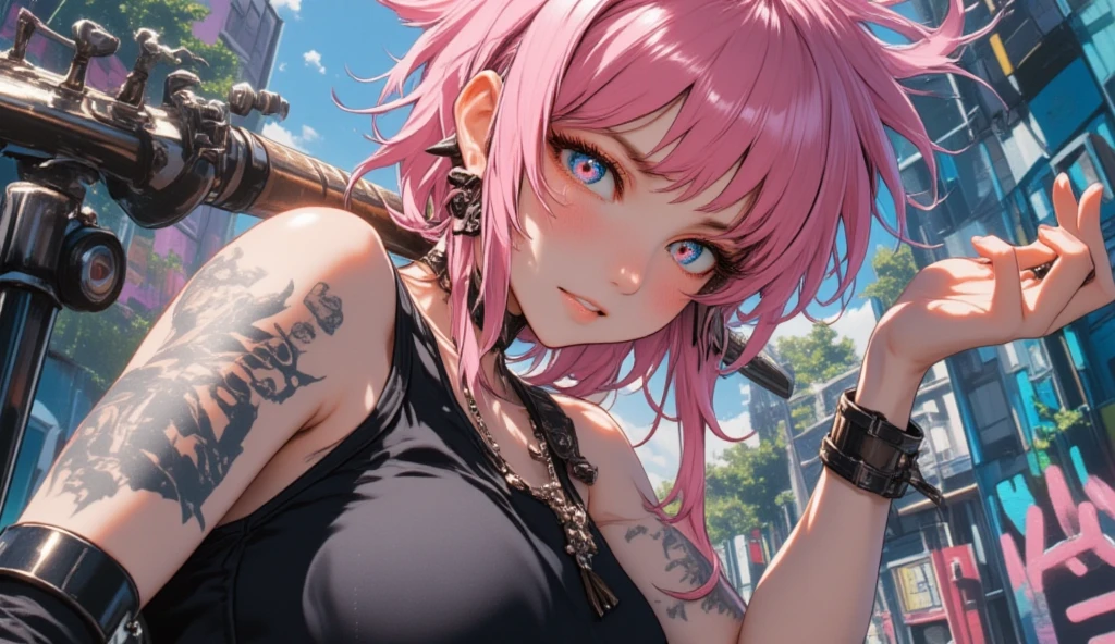 Cool women、、Center of 、Rize from Chainsaw Man、beauty、Yandere、、Face close-up、Kiss with your eyes closed、
