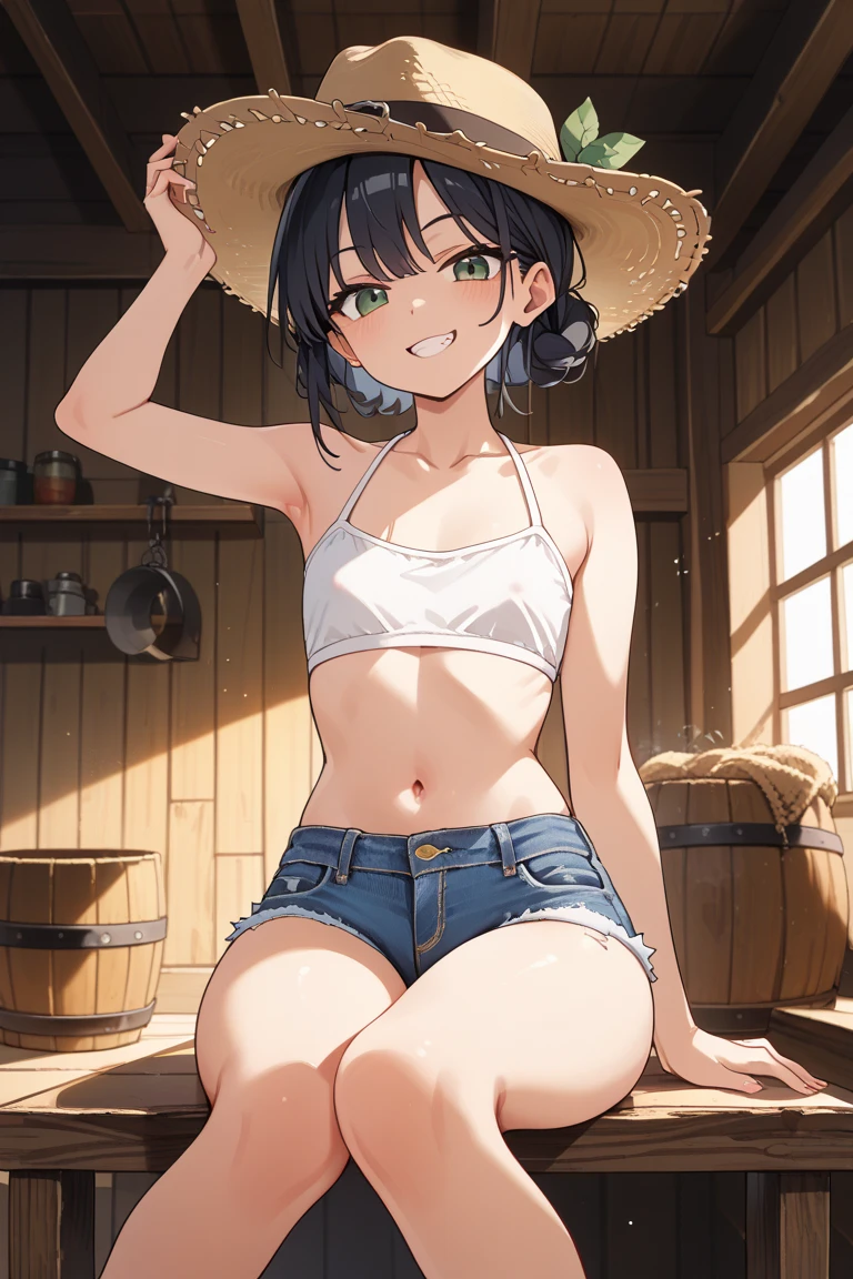 (masterpiece:2.0), (top-quality:2.0), (standing naked in the hot spring:1.5), (white Tube top extremely short bath towel:1.5), (super sexypose:1.5), (look up from below:1.5), (blushed face:1.5), (hide crotch with hand:1.4), (hide chest with hand:1.4), (Spilling boobs:1.5), (realistic:1.5), under the boobs, side boob is visible, naked, 1 little girl, precise small hands, Embarrassed look, light smile, Look at me and smile, extremely cute girl, innocent face, young face, Clear eyes, Shining eyes, small breast, shoulder is visible, Tummy is visible, cleavage of the breast is visible, stomach is visible, the lower abdomen is visible, The buttocks is visible, The crotch is visible, No pubic hair, dynamic posing, The beautiful skin, ultra-definition, Top resolution, japan high school student, brown hair