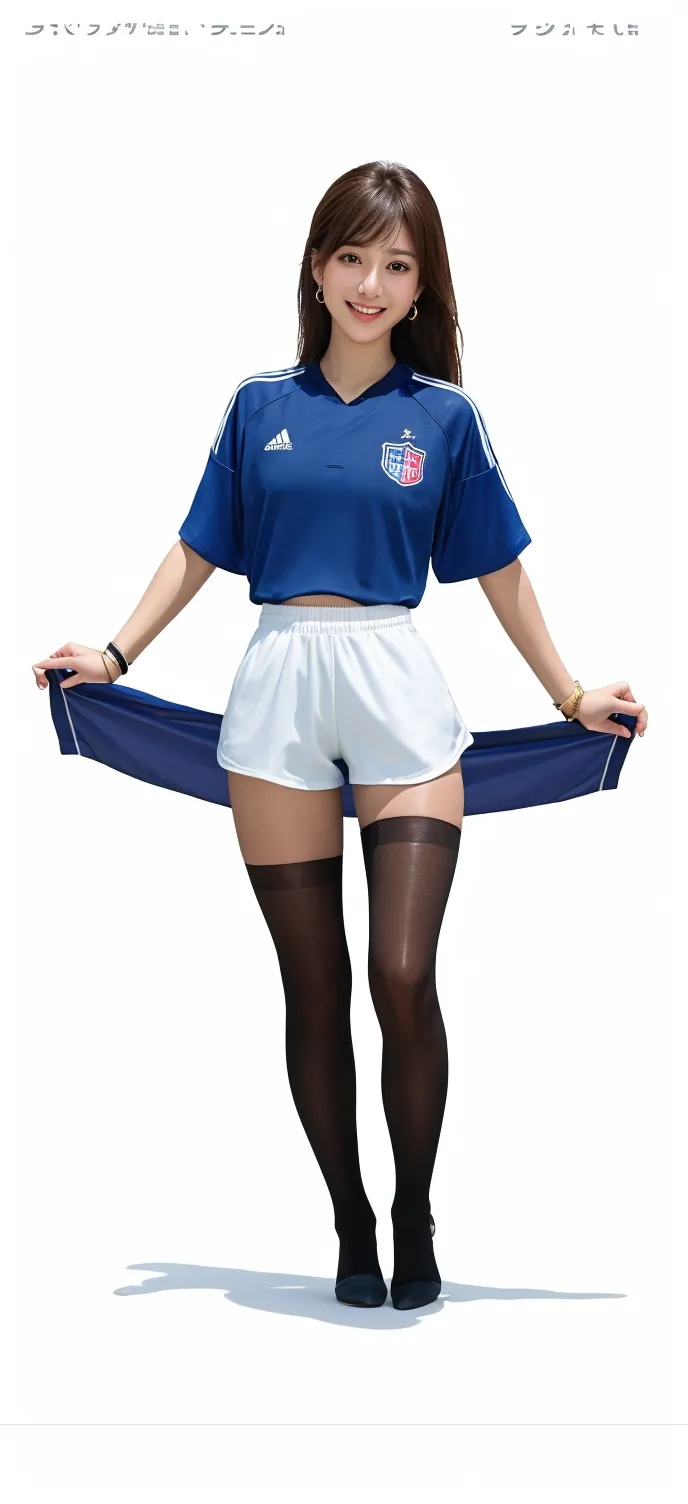 ((masterpiece)),(((best quality))),((character design sheet)), ((full body view)) illustration,1girl,small breast,wearing an soccerl uniforms, sexy fit skinny body, sexy hips, medium breasts