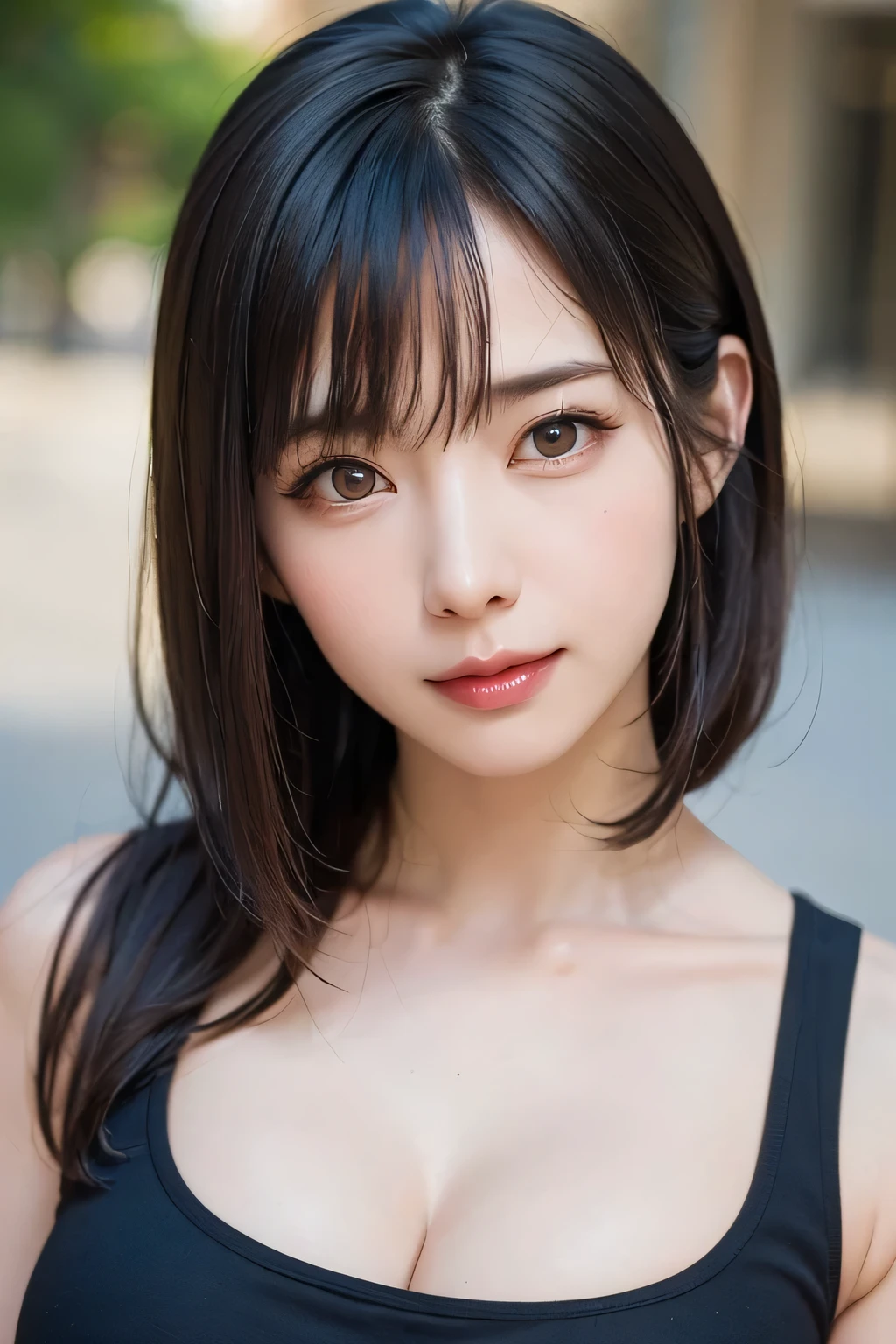 {gigantic|big|huge|mega} breasts, cleavage、(8k, raw photos, photorealistic:1.25) ,( lip gloss, Lashes, gloss face, bangs, shiny skin, best quality, ultra high resolution, depth of field,  Color Difference, caustics, Wide-area lighting, Natural Shading,kpop idol) Staring at viewers with peace and happiness like a goddess,