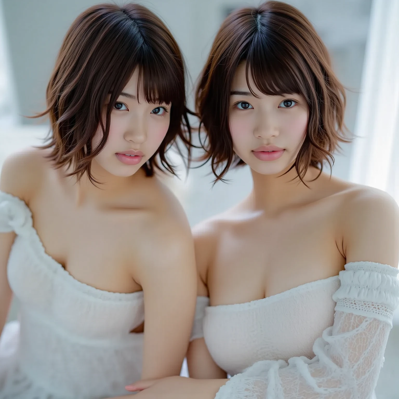 2 girls in , Naked middle-aged man,Happy smile, Blue eyes, masutepiece, Best Quality, Detailed, Lori, Two junior high school students,(2 girls in:1.8),( Wet with sweat:1.2), (Naked:1.4),Lori, (Very small:1.7),(Big:1.3)(Cute girl with wavy blonde hair with a bob cut:1.4),(Cute girl with short cuts:1.4),(we are a team:1.6), (小柄:1.4),(Mansuji muscle:1.4),(Looks beautiful:1.3)、(Pubic hair sticking out a little:1.6),(Messy room,(A large amount of underwear is scattered on the floor:1.6),(Sex toys are scattered on the floor:1.6)),(two girls touching their breasts:1.5),(No Underwear:1.4) ,(Small nipples show through:1.2),(matching track shoes:1.2),(You can clearly see her delicate and beautiful pussy.:1.4),(you can see them clearly:1.4),(Pubic hair does not show through:1.3),(They both squat down., Stick out your buttocks and open your legs wide:1.5),(you can see the :1.4),japanse, small brest, Vulgar