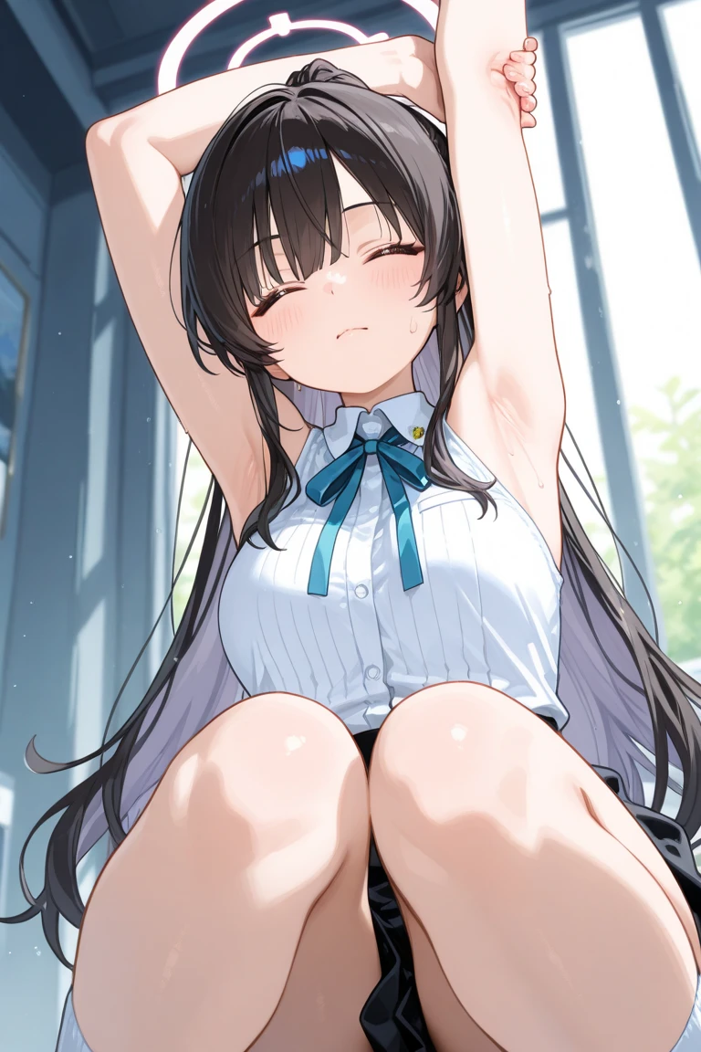 16K、Cute junior high school student showing off her sheer wet white panties、sitting on floor, legs wide open, (A excited expression with a wide open mouth)、(From below:1.5)、Squat、vaginal wetness leak、orgasmic juices leaks and forms puddles on the classroom floor、open school uniforms、breathin heavy, wet sheer shirt and no bra (((She is being bullied by a large group of girls in her class.)))、pulling panties aside (((orgasm)))