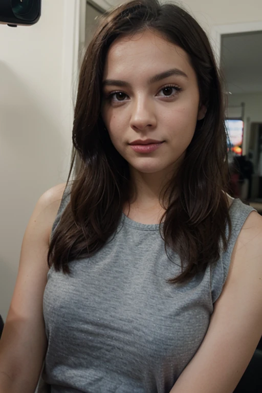 un selfie d'une jolie jeune femme, prise avec l'appareil photo de l'iPhone