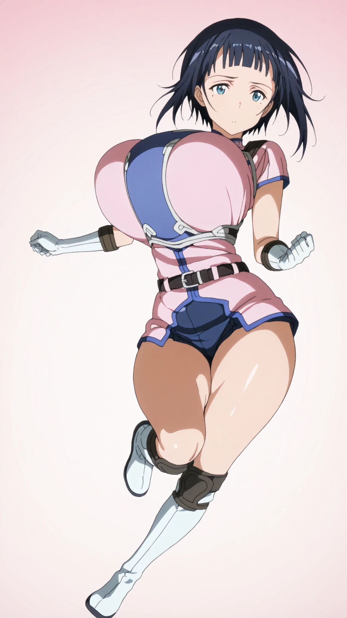 Uraraka bending showing her sexy ass , round , big breasts , sexy thighs , ripped outfit