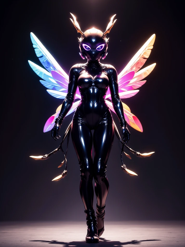 <lora:artfullyEIGHLEIGHEN SDXL V1_epoch_4:1>,artalien, thighhighs, robot, fairy wings, hooded bodysuit, red sky, fairy, standing, 1boy, bodysuit, bare shoulders, computer, feet out of frame, greyscale, parted lips, orange eyes, dark-skinned female