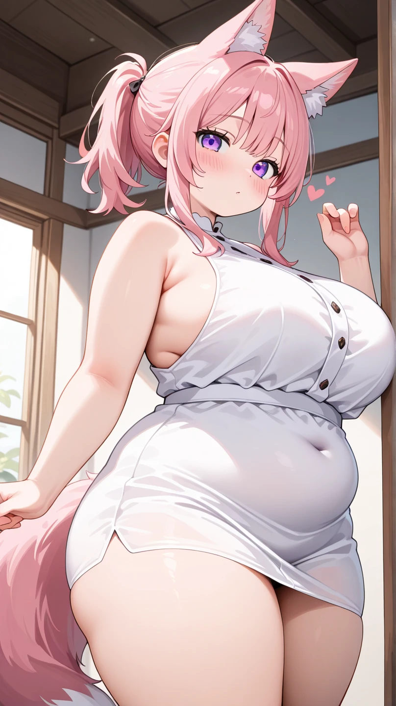 older woman in her 30s, with pink hair and a tall, curvy body, breasts big, in this, (work of art, best qualityer:1.2) wearing the legendary great black dress of the mystical sorceress, Big witch hat, pregnant, standing alone, alone, pink massive hair