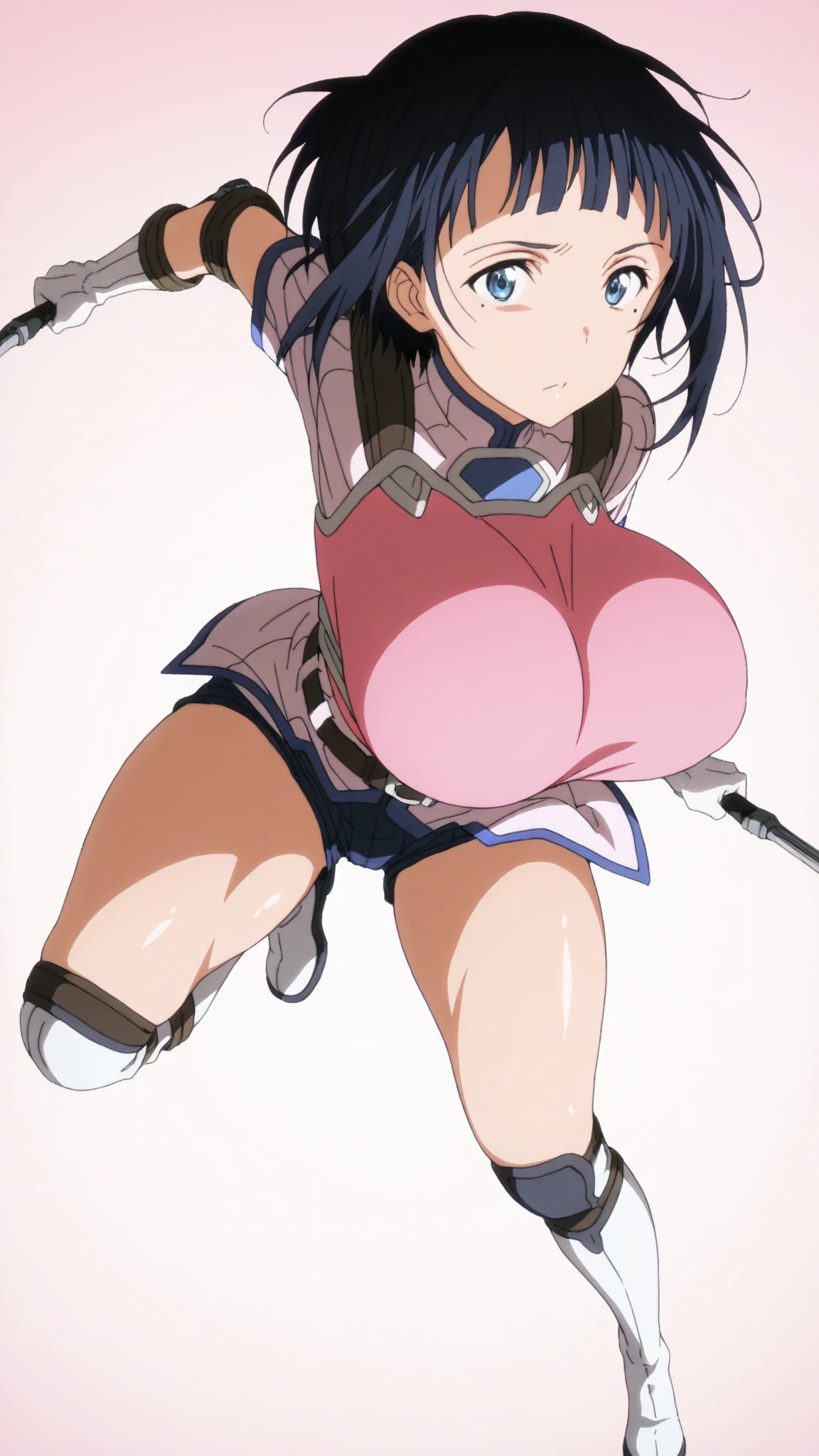 ((masterpiece)), ((best quality)), (ultra-detailed), ((extremely detailed)), 4K, (8K), best quality,1girl, (perfect anatomy), (((((five fingers))))), (((beautiful detailed eyes))), ((beautiful detailed black hair)), (((world-class quality))), photorealistic, extremely detailed, high resolution, (((detailed shaded pretty face))), (((((house wife))))), solo, (((sagging breasts))), ((glowing detailed skin and hair)), ((white-skinned)), ((((gleaming skin)))),, huge ass, huge breasts, smile, in heat, dashed eyes, (full-face blush), ((blush)), ((well-fleshed)), potbelly, thighs, supersonicotaimanin, star pasties, cleavage, clothing cutout, (pink and purple leotard), fishnet thighhighs, headphone, fishnets, garter straps, gloves, pink showgirl skirt, yellow showgirl skirt, yellow hair bow, ponytail, indoor, see-through, sweat, wet, thick thighs