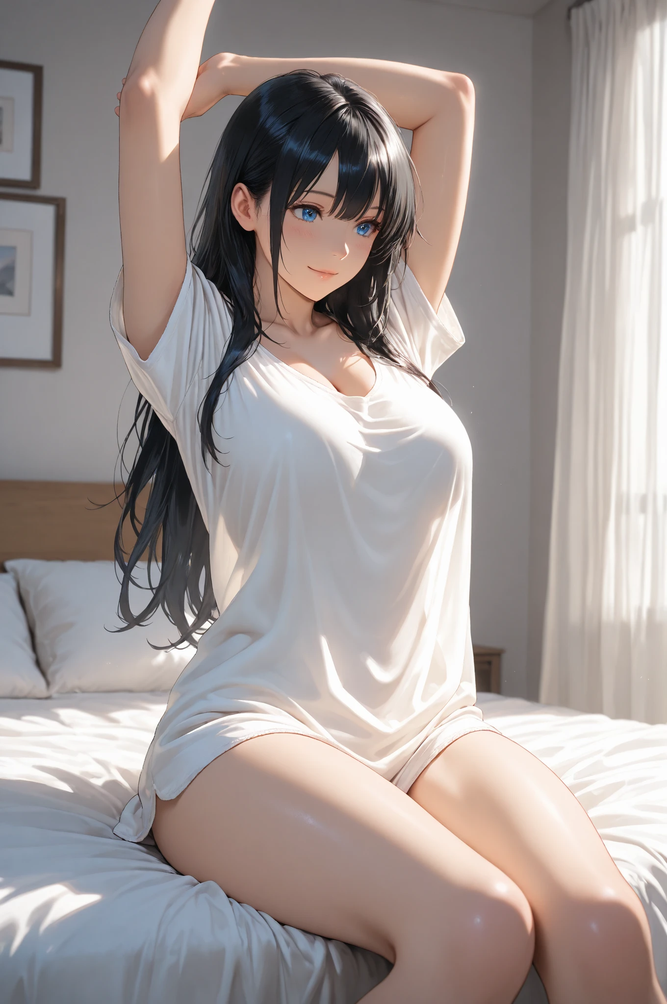 (extremely detailed CG unity 8k wallpaper), (masterpiece), (best quality), (ultra-detailed), (best illustration), (best shadow), (absurdres),
BREAK
girl, sweat, steam, medium breast, nsfw, looking at viewer, light smile,
