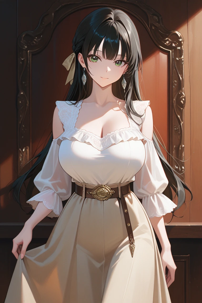 (nsfw), Big Breasts, Kamado Douko, masterpiece, Highest quality, {Highest quality}, {{masterpiece}}, {High resolution}, concentrated, Anime Style, Woman cartoon closeup, Design of, Portraiture, Gisha, Anime Images, Long Hair, Black Hair, Straight eyes, Hair covering the ears, Sophisticated and powerful appearance, exotic, expensive, freckles, Hilarious, Classic attire, colorful, color  