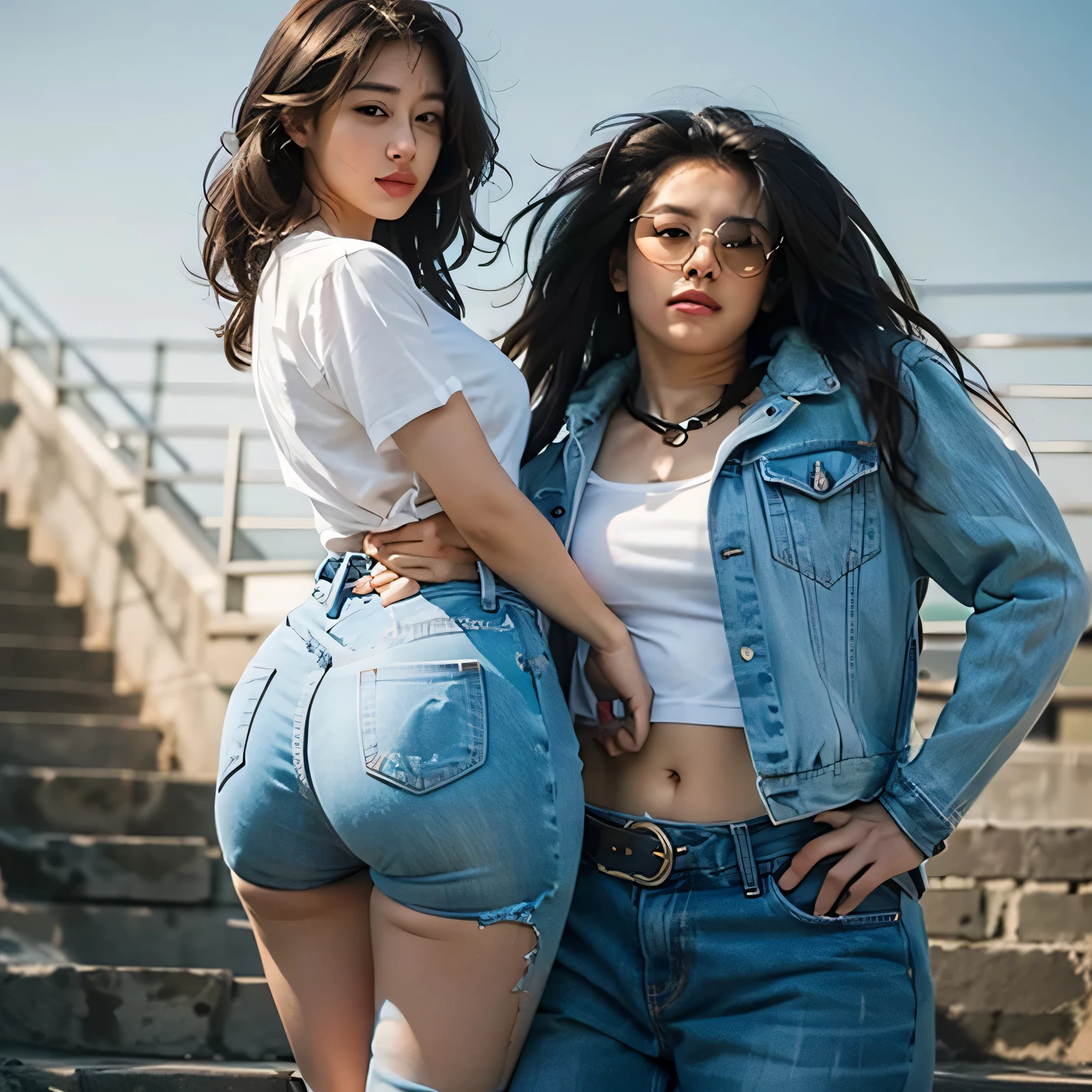 best quality,4k,8k,highres,masterpiece:1.2),ultra-detailed,(realistic,photorealistic,photo-realistic:1.37),1girl,asian girl,teenager,beautiful detailed eyes,beautiful detailed lips,extremely detailed face,long eyelashes,big boots,tight white jean shorts,crop top,large breasts,outdoor,natural lighting,vibrant colors,detailed background,cinematic composition, very hot teen girl with thick sexy body, nice juicy bounce booty  In public getting guys attention 