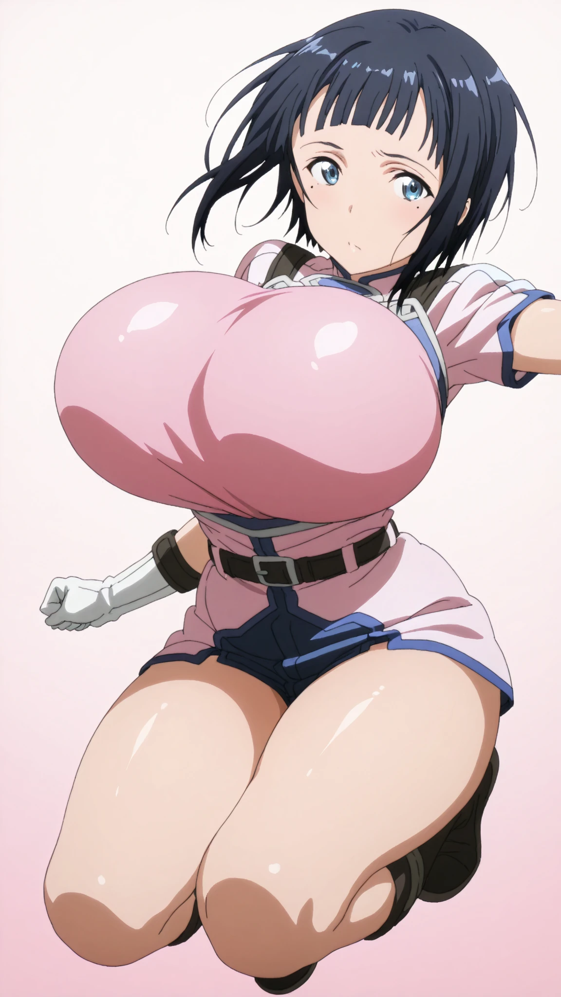 mogudan, ((16yo sexy nurse), cleavage cutout (white) leotard), White leotard with pink trim, highleg, navel cutout, revealing clothes, (BIG Mons pubis), (Raised pubic mound), cameltoe, skindentation,
((nurse)), collar, (nurse cap), covered ????? nipples, white long glove, holding syringe, finger to mouth, shushing, pumps, leather clothes, BREAK,
((huge breasts, cleavage)), thick thighs, BREAK,
(glossy hair), ((forehead), (All of your forehead is visible)),
hair ornament,
eyelash, eyelashes, eyeliner, (big eyes), ((((Large round))) glasses), BREAK,
Calm smile, BREAK,
(In the hospital), indoor, BREAK,
animated painting, anime colored, game cg,
(glossy texture), (high contrast),
((gleaming skin, glistening skin), oiled skin, shiny skin), super detailed skin, wet skin, BREAK,
extremely detailed, Hard light, masterpiece,
best quality, highres, perfect ???????,
(1girl, solo), (full body shot),
