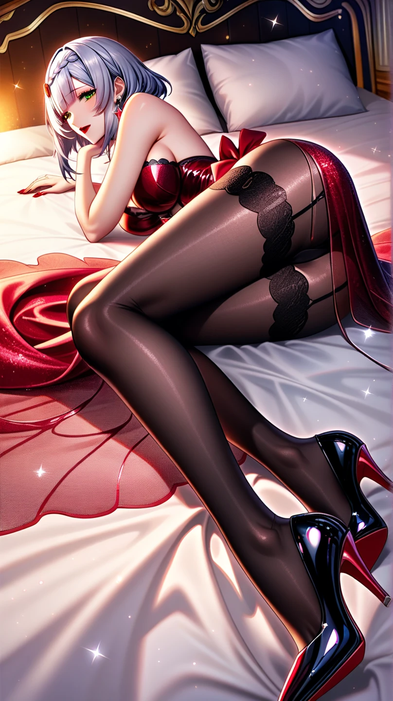 Black stockings High heels without clothes