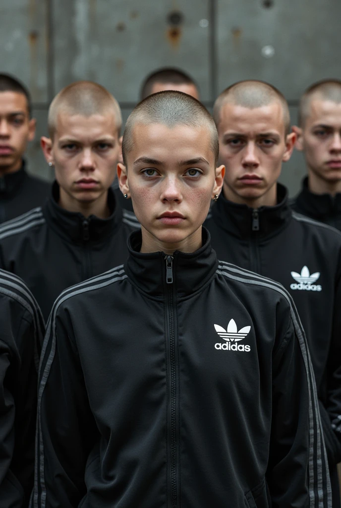 Photo of an 11-year-old Russian boy wearing an Adidas tracksuit. with short blond hair, against the backdrop of the city surrounded by neon lighting, Realistic, Unhealthy, Dark, Very detailed, transmitted by octane number, humid, Dense atmosphere, Epic, dramatic, EMPTY, Creepy, CCTV footage, photoRealistic, hyperornative Details, Details, overdetalization.