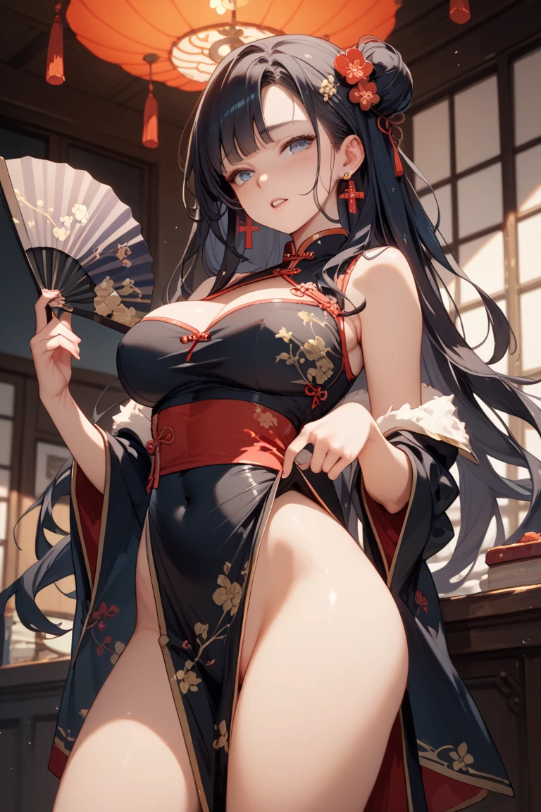 (a lovely busty malaysian woman:1.1,barely covering herself,teasing the viewer),traditional japanese komono,exquisite silk fabric,elaborate floral patterns,(best quality,highres),soft lighting,warm color tones,vibrant colors,delicate lace details,enticing expression,lustrous black hair,seductively posed,alluring atmosphere,subtle makeup,inviting gaze,subtle blush,flirtatious smile,beautifully manicured nails,graceful body movements,sensual curves,charming personality,eye-catching accessories,playful charm,sheer elegance,attractive silhouette,subtly revealed skin,confidence and poise,traditional japanese fans,feminine allure,mysterious aura,captivating beauty,irresistible charm,exotic allure,mesmerizing presence,impeccable style,cultural fusion,luxurious indulgence,unique beauty,lustful desires.