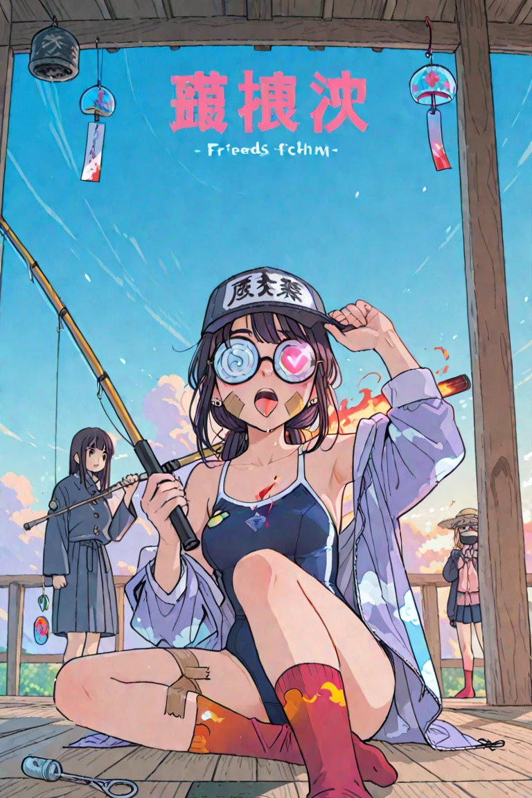 Full Body Shot、照れている、Pink Hair、Pale blue eyes、、Swimsuit、pool、Medium breast、、whole body、stick out your butt