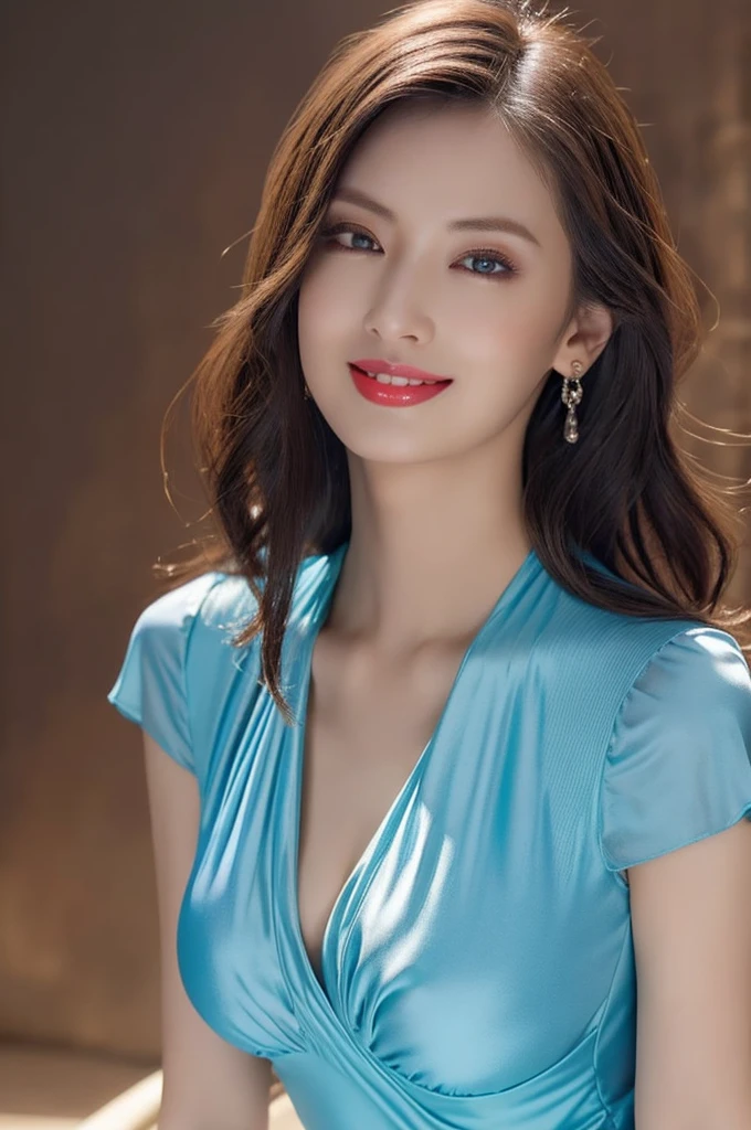 (masterpiece:1.3), high resolution, ultra detailed, extremely detailed CG unity 8k wallpaper, realistic, photo-realistic, RAW photo, beautiful detailed face, pale skin, realistic glistening skin, detailed cloth texture, detailed hair texture, Perfect body, Beautiful Face, accurate, Anatomically correct, Highly detailed face and skin texture, natural neck length, (beautiful hands), (fair skin:1.2), Thin legs, Thin feet, Detailed eyes, symmetric eyes, Light Brown eyes, Double eyelids, Thin eyebrows, (Glossy lips:1.4), ((gently smile:1.2)), (blush:1.1), (A Classy and Cute girl:1.3),fullbody shot、((full figure supermodel standing, entire body in frame))((wearing royal blue halter dress, stiletto heels), 　((Long straight hair_Hair reaching down to the waist:1.3))((gold necklace＿Large earrings:1.2)),((shy smile:1.3)),((Strongly blurred beautiful office corridor background:1.1)、The most natural and perfect office hallway、perfectly organized hallway、