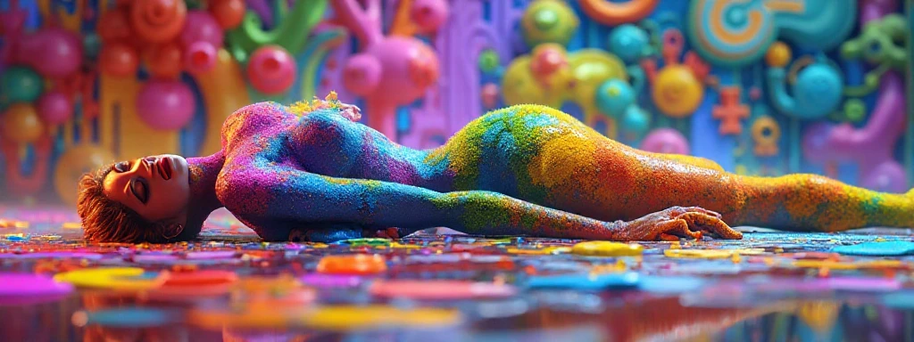 naked girl in front of a crying child