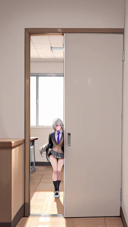 (((One Girl))),((((((full body shot)))))),((Haruno YukinoshitaFull Body)),(masterpiece:1.2), Highest quality,((((((High resolution)))))), unity 8k wallpaper, (shape:0.8), Highly detailed face, Perfect lighting, (((Highly detailed CG)),((((School classroom))),((Big Breasts)),((Black cardigan)),(((White collared shirt))),((No underwear)),((((Black long boots)))),(((((Black pointed toe)))))、(((Black stiletto heel)))、((Thin legs)),short hair,((((Darken the color)))),((Diamond Earrings)),(Black and brown eyes),Black Hair、Purple Hair,Hair Gradation、(((Trojan horse))),(((Dig into the))),(((Showing pussy))),((sit on a rocking horse)),(((From below))),(blush),((Embarrassing)),(((((orgasm))))),((((Standing on tiptoes))))